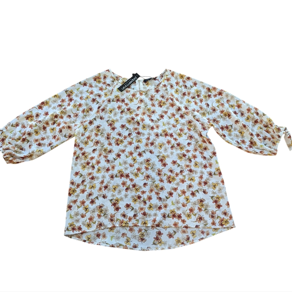 Papermoon  Floral Blouse - Off White and Fall Colors